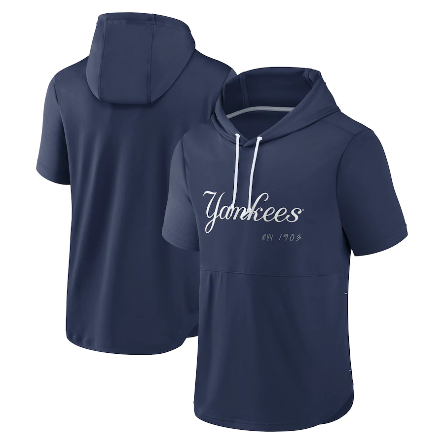 Men's New York Yankees Navy Sideline Training Hooded Performance T-Shirt Men's New York Yankees Navy Sideline Training Hooded Performance T-Shirt